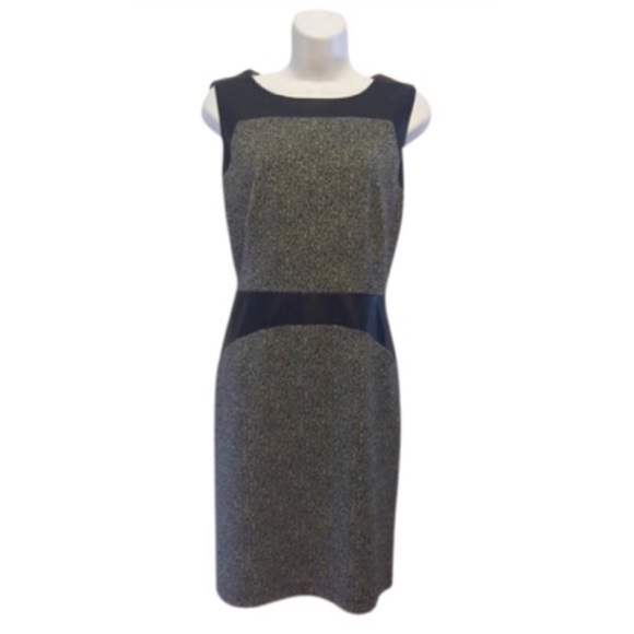 Calvin Klein Ponte Dress w/ Faux Leather NWOT - Picture 2 of 5